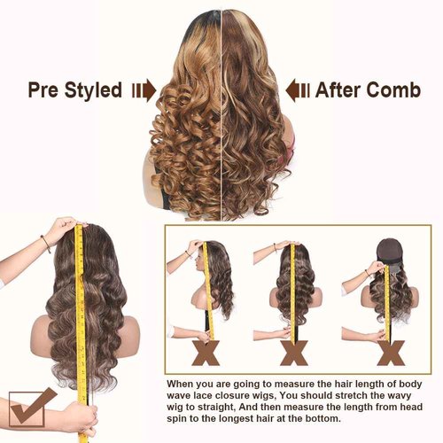 1B/30 Lace Front Wigs Human Hair Highlight Ombre 5x5 Pre Cut Lace Frontal Wig Human Hair Dark Root to Brown 5x5 HD Lace Closure Wigs Glueless Bouncy Body Wave Lace Frontal Wigs 180 Density 16 Inch