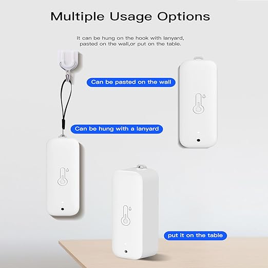 WiFi Hygrometer Thermometer Sensor: Wireless Smart Temperature Humidity Monitor with App Notification Alert, Data Storage Export, Calibration Function, Compatible with Alexa (White-1PCS)