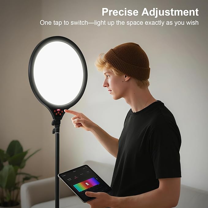 Ring Light with Stand, 14" Professional LED Camera Lighting for Video Recording, Adjustable Height Content Creator Essentials Kit, Selfie Ring Light for TikTok YouTube