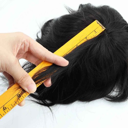 Toupee for Men Human Hair Mens Toupee Mono Base with Lace Front Hair Units Curly Wave Mens Wigs Toupee Hair Real Human Replacement System for Man Freestyle Natural Wig #1B Off Black (6x8")
