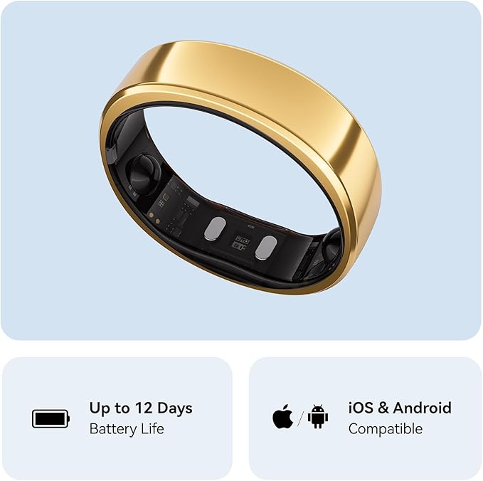 RingConn Gen 2, World’s First Smart Ring with Sleep Apnea Monitoring, No APP Subscription, 12-Day Battery Life, Stress/Heart Rate/Women's Health Tracker, Android & iOS Compatible (Rose Gold, Size 11)