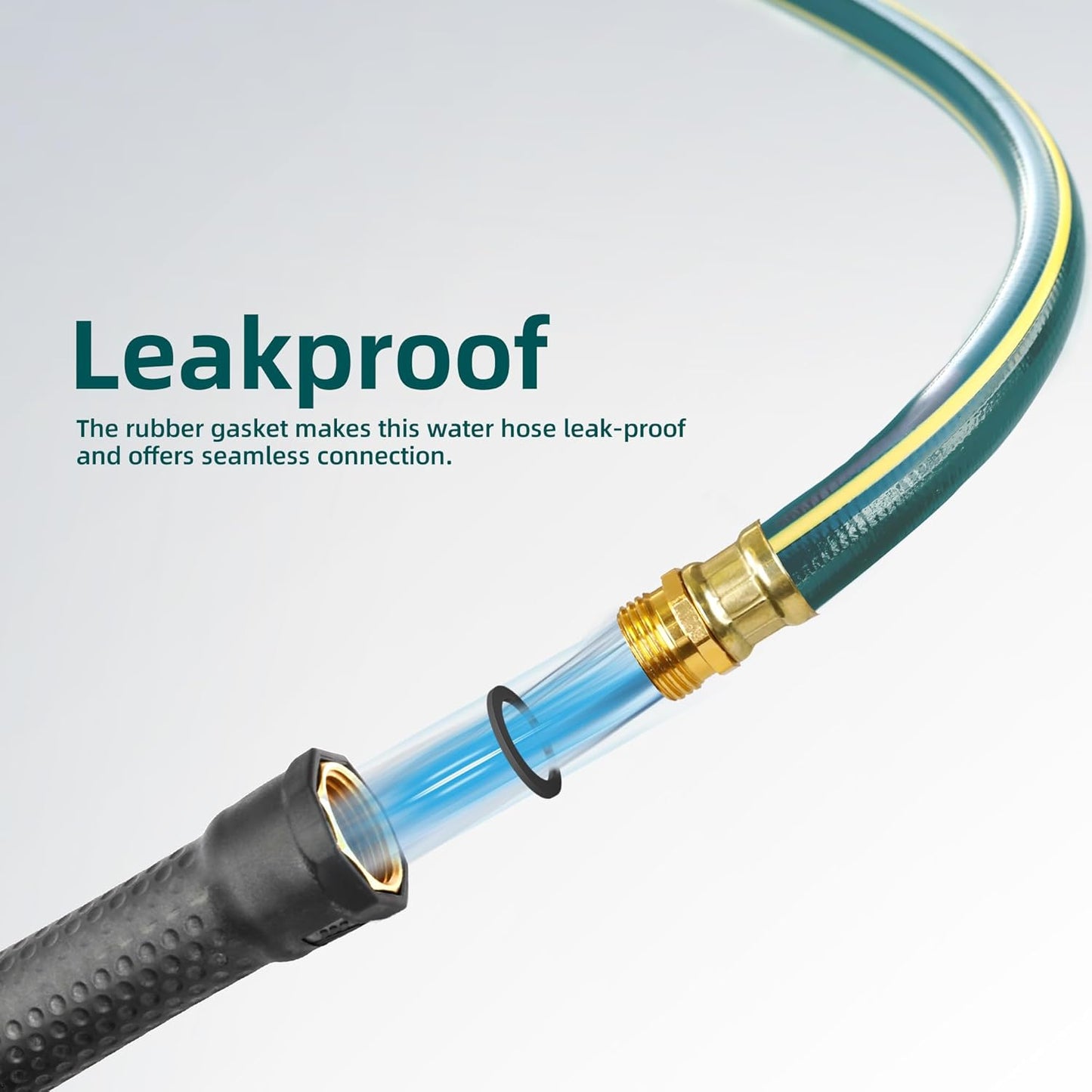 Solution4Patio Long Green Garden Hose 3/4 in. x 50 ft. -Kink Free, No Leaking, Male/Female Fittings -Heavy Duty Durable Flexible Lightweight Water Pipe -Brass Aluminum Ends for Household & Commercial