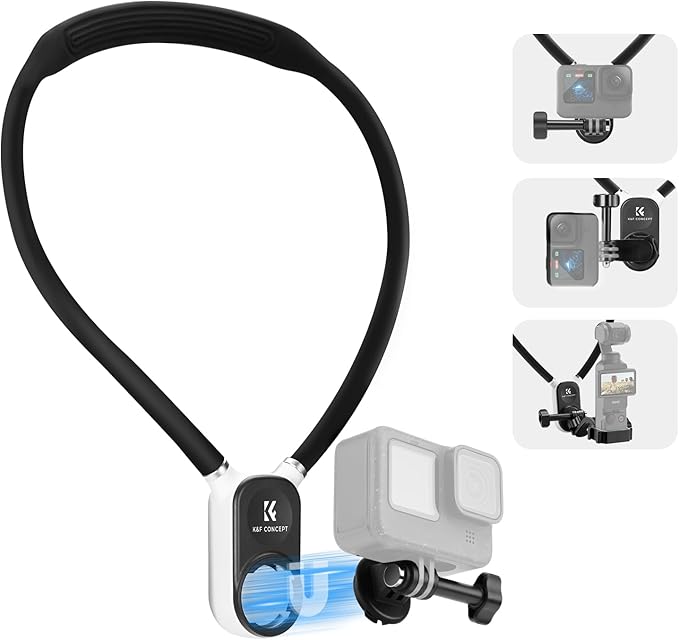 K&F Concept Magnetic Neck Mount for GoPro Hero 13/12/11/10/9 Black, DJI Osmo Action 3/4/5 Pro, Neck POV Vlog Selfie Hand Free Neck Holder Chest Stand Video Recording for DJI Osmo Pocket 3