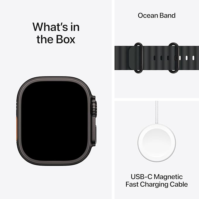 Apple Watch Ultra 3 [GPS + Cellular 49mm] Running & Multisport Smartwatch w/ Rugged Titanium Case w/ Black Ocean Band w/ AppleCare+ (2 years)