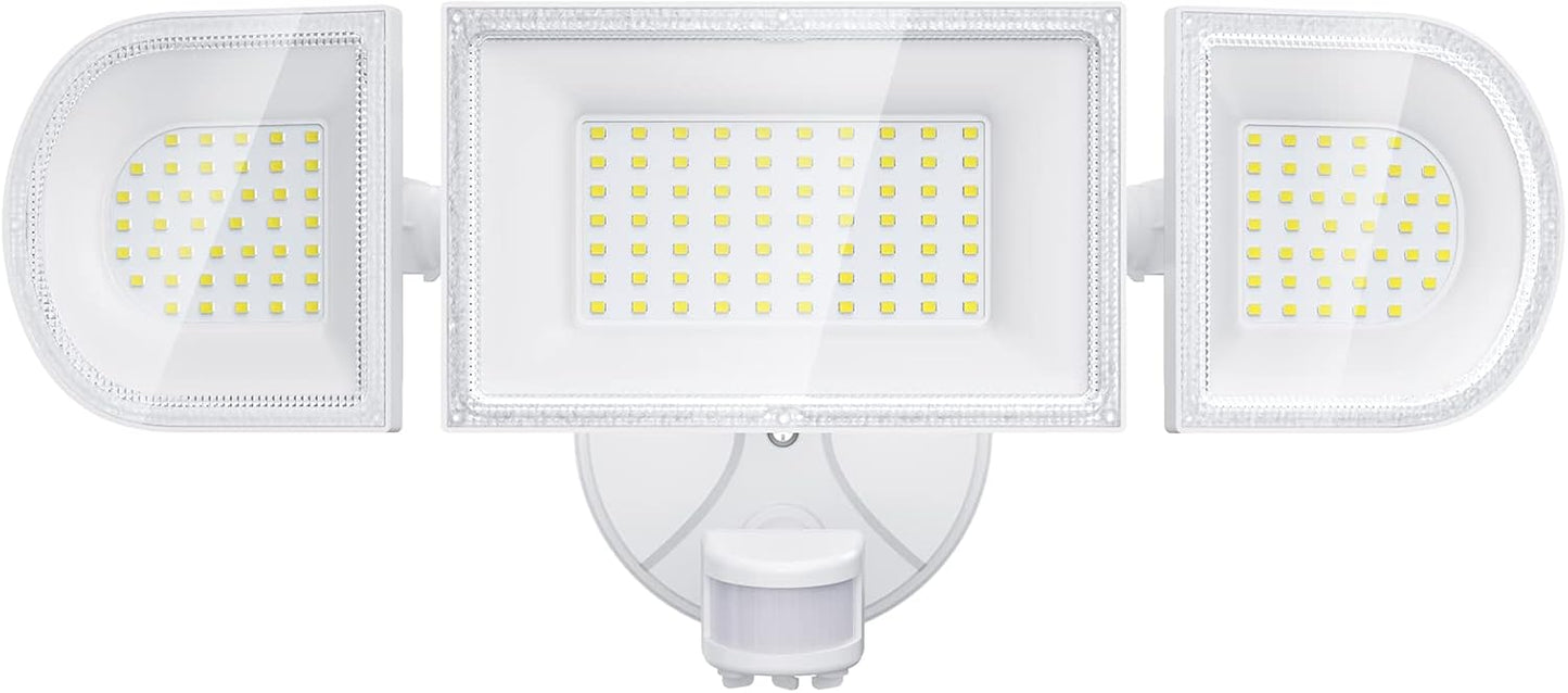 iMaihom 150W Motion Sensor Light Outdoor, 15000LM 6500K LED Security Floodlights, 3 Adjustable Head Motion Detection Light IP65 Waterproof for Yard Garage White 1pack