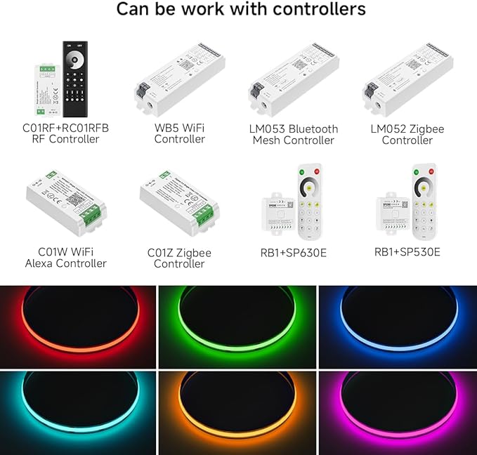 COB Blue LED Strip Light 16.4FT 12V Flexible High Density Uniform Bright 480LEDs/m Strips CRI90+ 8MM Width Dimmable COB LED Tape for Cabinet Kitchen Indoor Decor, No Adapter/Controller