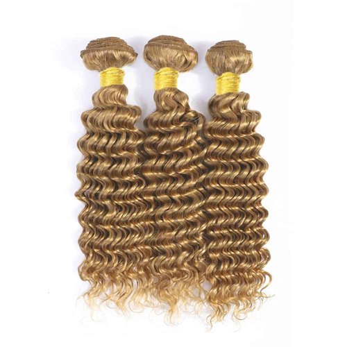 Honey Blonde Bundles Color #27 Deep Wave Human Hiar Bundles 26 28 30 Inch Unprocessed Brazilian Virgin Hair Blonde Human Hair Bundles Honey Blonde Deep Wave Bundles