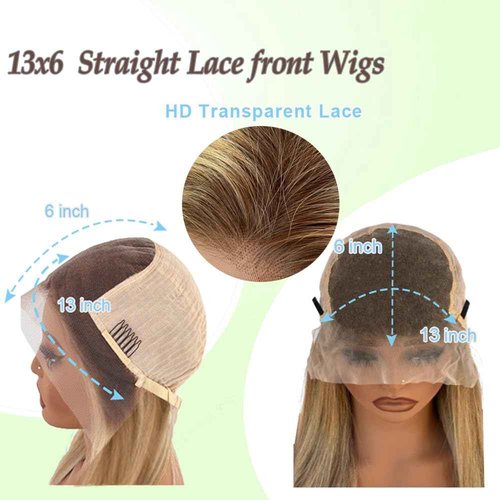 Blonlier 13x6 Ash Brown to Blonde Highlights Straight Lace front Wigs Human Hair 20in for Black Women HD Lace Glueless Pre Plucked 180% Density Brazilian Virgin Human Hair 20in