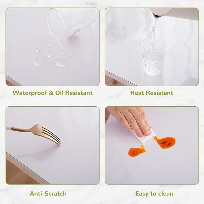 42 x 72 Inch Clear Table Cover Protector, Clear Table Protector for Dining Room Table, 1.5mm Plastic Table Cover, Waterproof Table Pad for Kitchen, Office