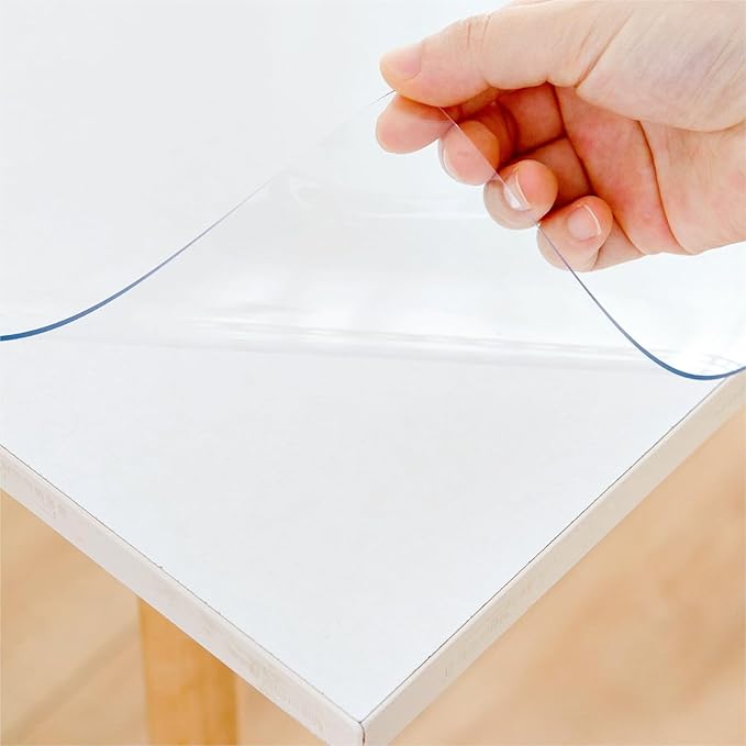 16 x 32 Inch Clear Table Cover Protector, 1.5mm Thick Plastic Table Cover, Vinyl Table Protector, Clear Desk Pad, Desk Mats on Top of Desks
