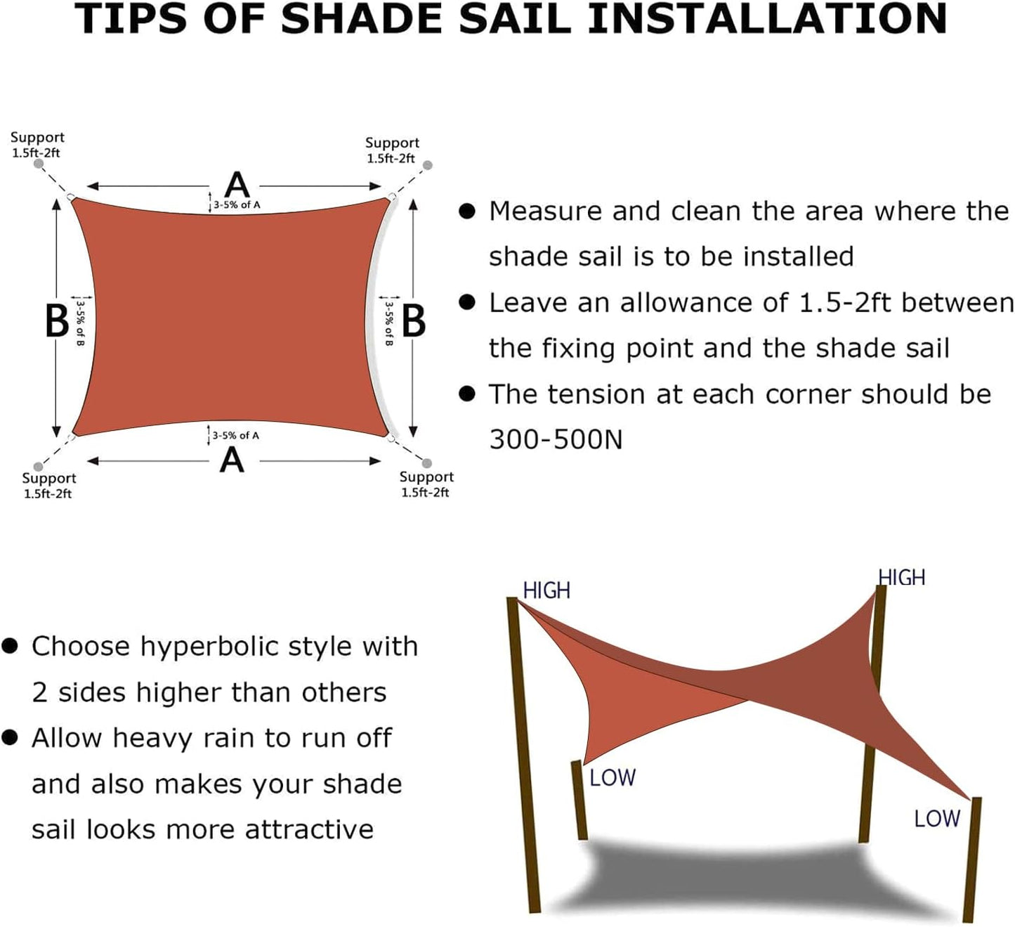 KANAGAWA 12'X20' Rust Red Custom Size Sun Shade Sail Rectangle UV Block Canopy Cover for Patio Backyard Lawn Garden Outdoor (Customized Available)