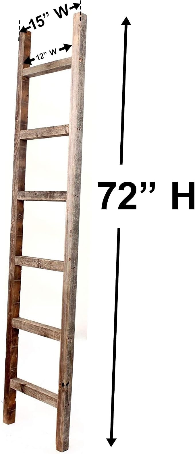 BarnwoodUSA Rustic Farmhouse Decorative Ladder - Our 6 ft Ladder can be Mounted Horizontally or Vertically and is Crafted from Upcycled Wood | No Assembly Required | White