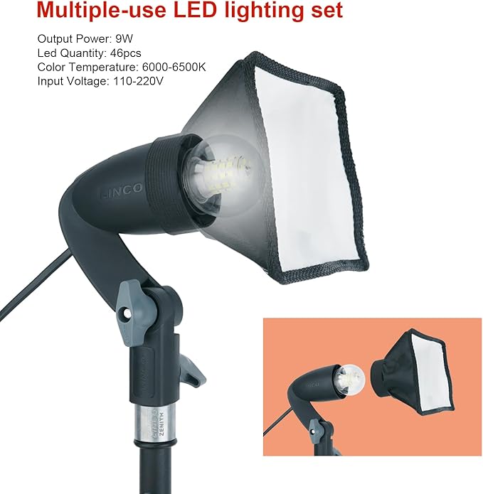 LINCO 920 Lumens LED Video Light with Adjustable Tripod Stand/Color Filters, Studio Lighting Kit for Tablet Shooting, Collection Portrait YouTube Photography Video Making-2 Packs