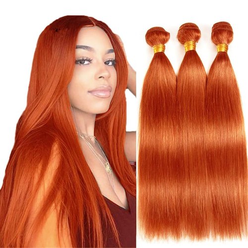 Giginger Brazilian Human Hair Bundles 18 20 22 inch Orange Straight Bundles 350 Color Ginger Orange Unprocessed Virgin Quick Weave Hair for Black Women