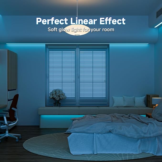 BTF-LIGHTING COB LED Strip Light 24V 16.4FT UL Listed, Ice Blue Dimmable High Density Flexible Tape Light with RF Remote & ETL Power Adapter, Ultra Bright for Bedroom Kitchen Home Indoor Lighting
