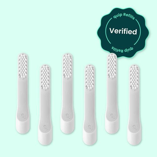 quip Sonic Toothbrush Replacement Heads for Adults - 6 Pack - Verified quip Standard Brush Head Refills for Electric Toothbrushes - Soft Bristles, Compact & Flexible - Last 3 Months Each