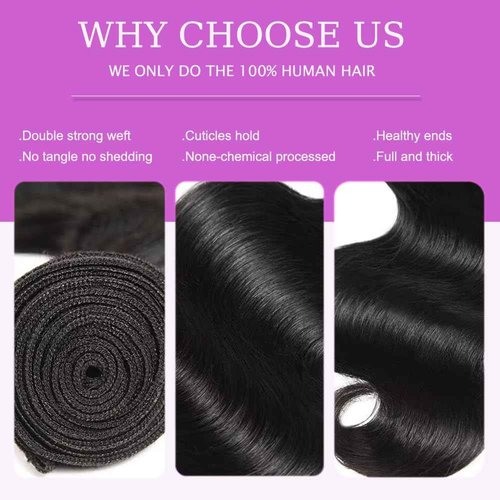 HEREAL 2x6 HD Lace Closure with Bundles 16 18 20 +14 Inch Body Wave 3 Bundles with Closure Human Hair Unprocessed Brazilian Virgin Human Hair Natural Color