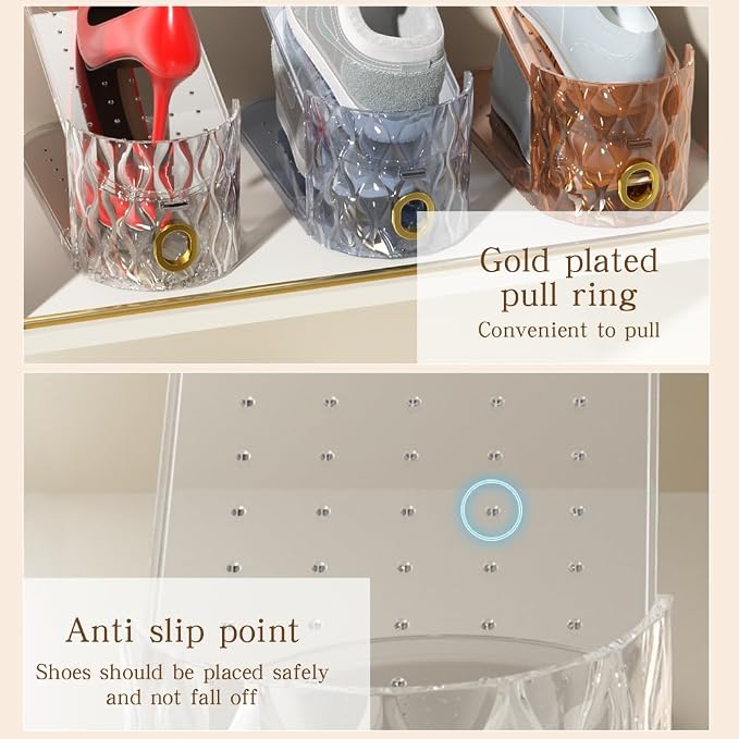 Shoe Slots Organizer, Adjustable 10 Pack Shoe Stacker for Closet Storage, Clear Double Layer Space Saver, Durable and Stackable Shoe Holder for Sneakers Heels and Flat