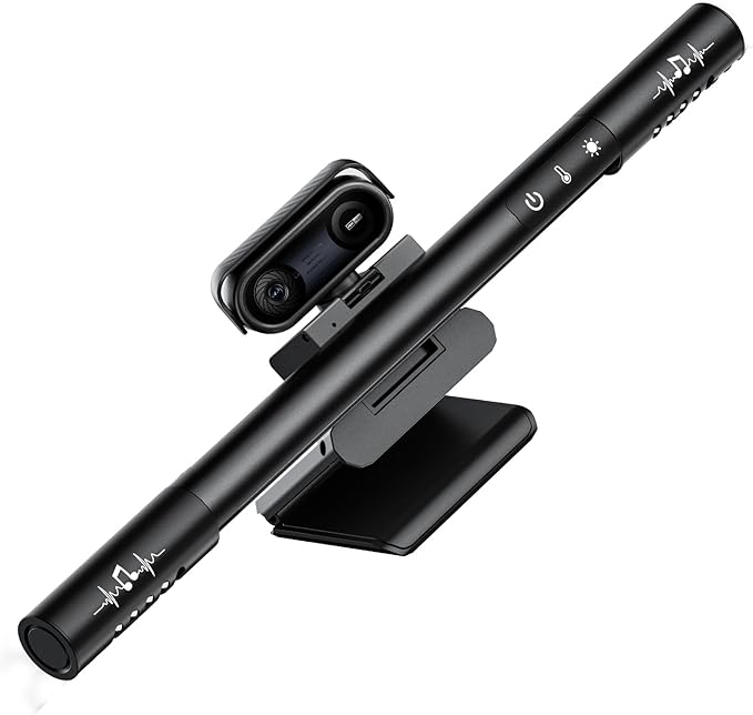 4K Webcam with Ring Light & Microphone, 4K Ultra HD Streaming Camera, Built-in Dual Noise-Canceling Mics, Auto Light Correction, for Zoom/Skype/Teams/YouTube/Twitch, Plug & Play, for PC