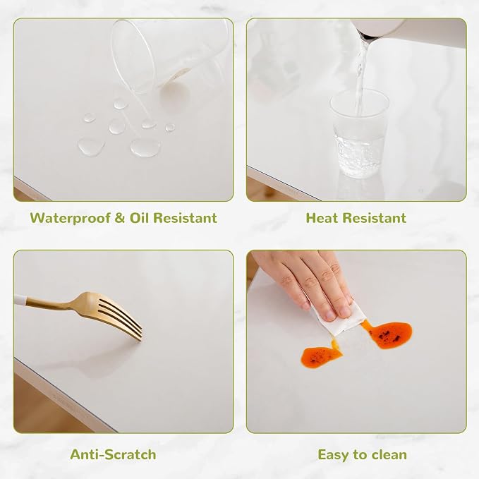 48 x 96 Inch Clear Table Cover Protector, Clear Table Protector for Dining Room Table, 1.5mm Plastic Table Cover, Waterproof Table Pad for Kitchen, Office