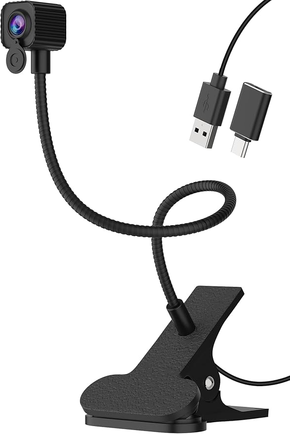 NIVEOLI 4K Center Screen Webcam with Microphone, AutoFocus 4K Middle Screen Webcam USB Type-C/A Adapter, Eye Level Camera Plug&Play (Clamp)