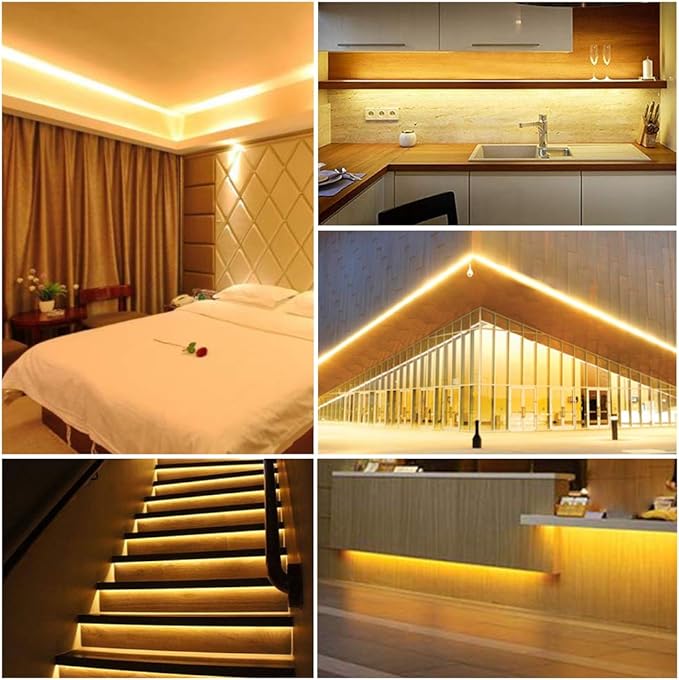 BTF-LIGHTING FCOB COB LED Strip 480LED/m Flexible High Density Uniform Light 9W/m 16.4FT DC24V Warm White 3000K CRI 90+ 8mm Width LED Ribbon for Indoor Decor(No Adapter or Controller)