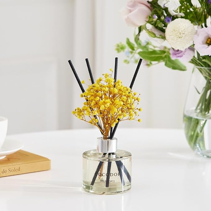 COCODOR Preserved Real Flower Reed Diffuser/Refreshing Air / 6.7oz(200ml) / 2 Pack/Reed Diffuser Set, Oil Diffuser & Reed Diffuser Sticks, Home Decor & Office