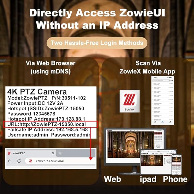 zowietek 4K PTZ Camera, ZowiePTZ, Ergo-Ease Remote Control(No Battery), ZowieX APP Manager, 25X Optical+12X Digital Zoom, SDI/HDMI/USB, RTSP/RTMP(s)/SRT Stream, Meeting, Church, Event, Teaching