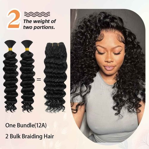 12A Brazilian Deep Wave Human Hair Bundles - 24 Inch 1-Bundles Ginder | Real Unprocessed Raw 100% Virgin Human Hair Extensions for Black Women, Double Drawn Curly Wet & Wavy Texture