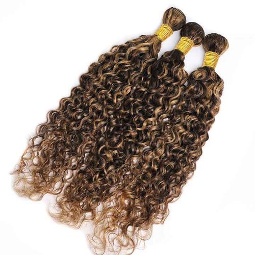 Habiliana Bundles Human Hair 24 26 28 Inch Water Wave P4/30 Human Hair Bundles 11A Unprocessed Brazilian Virgin Quick Weave Hair Extensions for Black Women