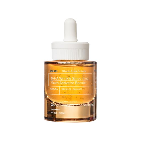 KORRES Black Pine Primus 6x Hyaluronic Complex Serum, Lightweight Wrinkle-Smoothing Water Gel, Vegan Face & Neck Hydration with Pine Bud Extract, 1.01 fl oz, Stocking Stuffer