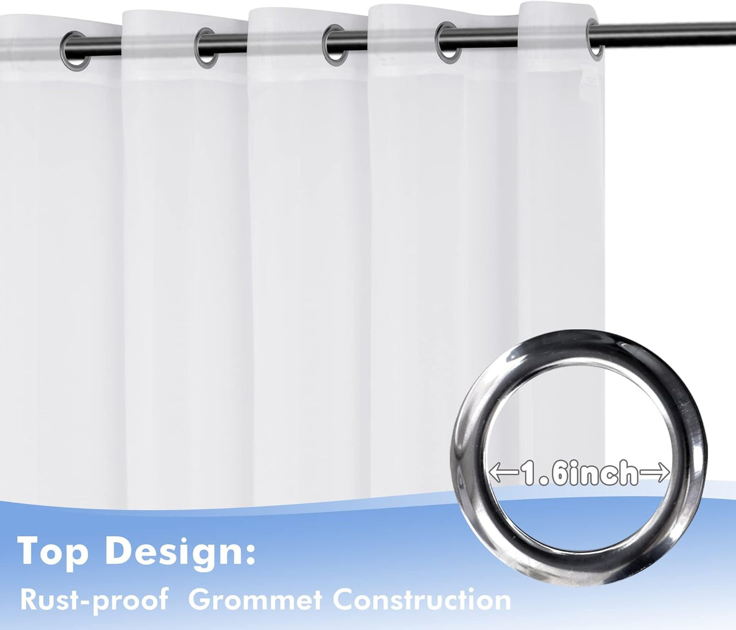 HolidayIdeas White Outdoor Sheer Curtains for Patio Waterproof, 4 Panels - 54 x 95 Inch - Light Filtering Voile Outside Curtains Grommet Drapes for Front Porch, Gazebo, Pergola, Backyard