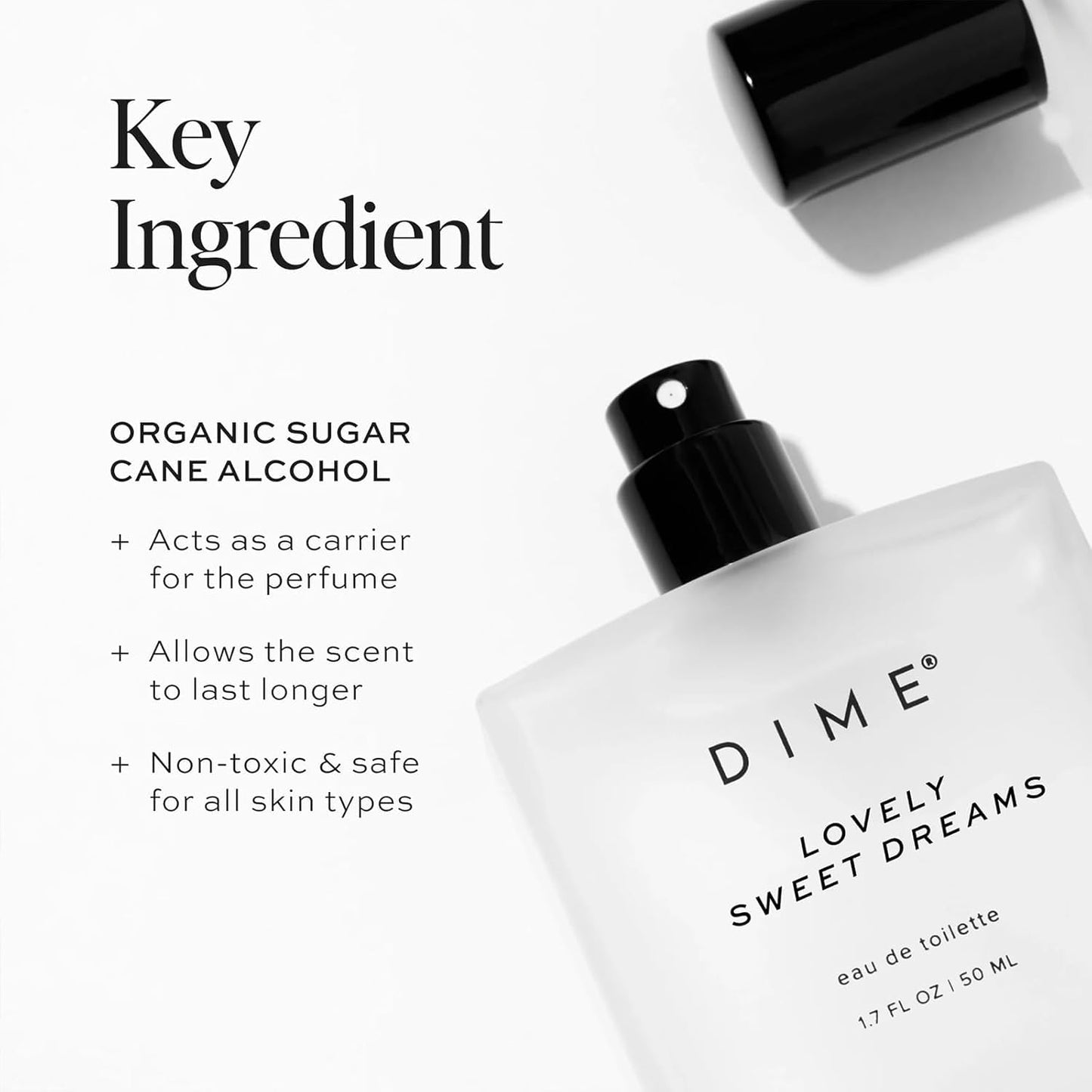 DIME Beauty Perfume Lovely Sweet Dreams, 1.7 oz / 50 ml - Warm Vanilla and Floral Scent, Hypoallergenic, Clean Perfume, Eau de Toilette For Women (Packaging May Vary)