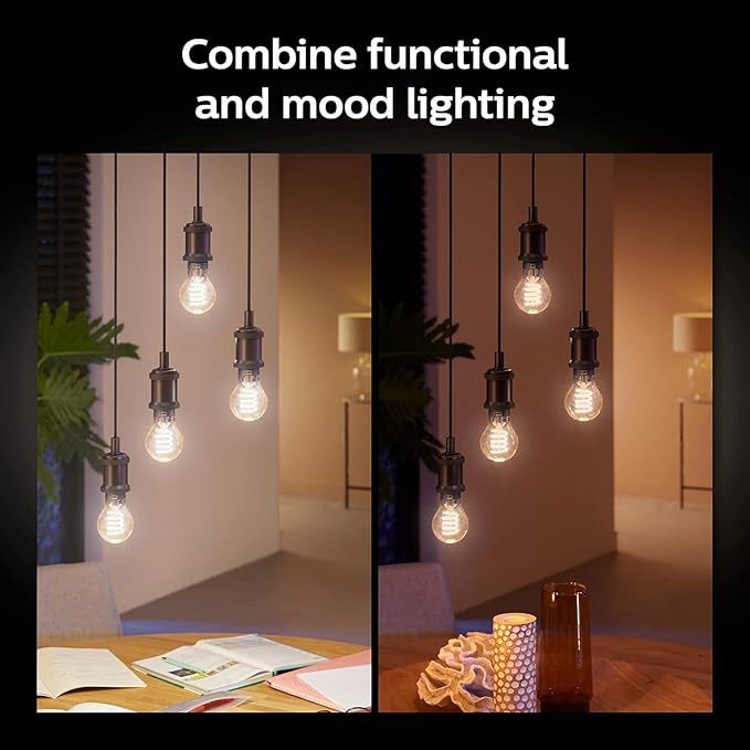Philips Hue Smart 40W A19 Filament LED Bulb - White Ambiance Warm-to-Cool White Light - 1 Pack - 550LM - E26 - Indoor - Control with Hue App - Works with Alexa, Google Assistant and Apple Homekit