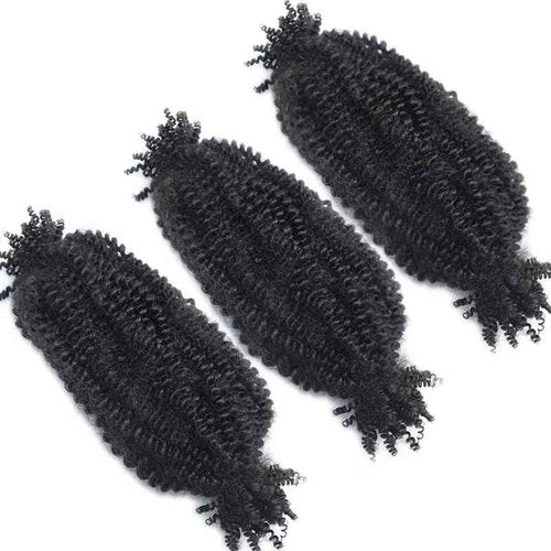 Human Hair Springy Twist Hair Extensions Afro Kinky Bulk Hair 100% Human Hair Twist Crochet Braiding Hair Springy Afro Twist Hair Extensions Natural Color For Black Women 22 Inch 100g
