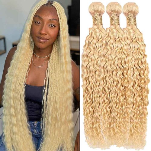 Habiliana Bundles Human Hair 22 24 26 Inch Jerry Curly Wave Blonde 613 Human Hair Bundles 11A Unprocessed Brazilian Virgin Quick Weave Hair Extensions for Black Women