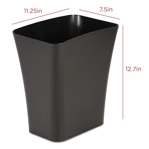 Clorox Textura Slim Trash Can - 3.1 Gallon Small Waste Basket for Narrow Spaces - Skinny Plastic Garbage Bin for Bathroom, Bedroom, or Office, Black