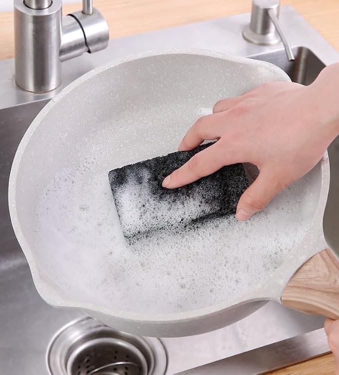 6 - Pack Non-Scratch Scrub Sponges - Sponge for Dishes and Washing Dishes, Cleaning Pads for Kitchen Home and More（Black）