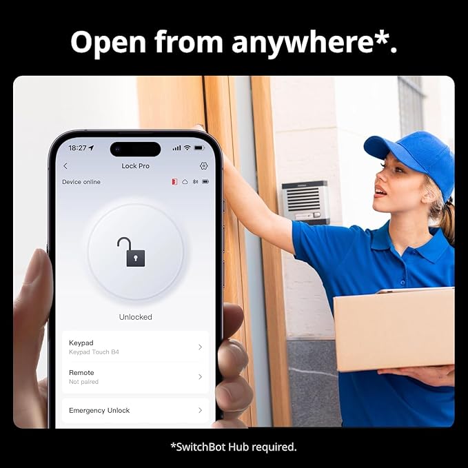 SwitchBot Smart Lock Pro with hub mini, Keyless Entry Door Lock, Smart Door Lock Front Door, Electronic Smart Deadbolt, Fits Your Existing Deadbolt in Minutes, Add SwitchBot Hub2 to Support Matter