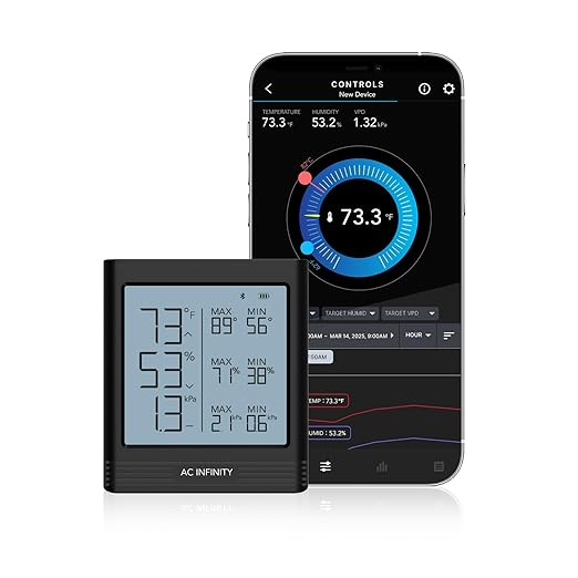 AC Infinity Temperature Humidity VPD Smart Hygrometer B2 with LCD Display & Bluetooth App Monitor, Climate Gauge Thermometer for Basements, Guitar Rooms, Grow Tents and Greenhouses