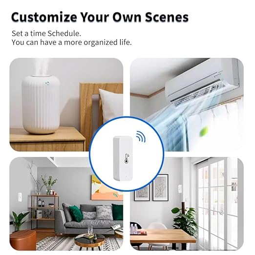 WiFi Temperature Humidity Sensor,Tuya Wireless Temperature Humidity Monitor with App Alert, High Precision Indoor Thermometer with Smart Life App, No Hub Required, Compatible with Alexa (4)