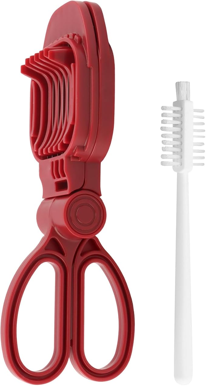 Fruit Slicer Hand-Held, Strawberry, Banana Slicester, Mushroom & Egg Slicer for Hard Boiled Eggs with Stainless Blades, Dishwasher Safe, Includes 1 Cleaning Brush for Home Cooking