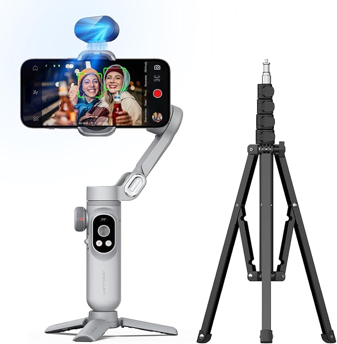 AOCHUAN 3-Axis Gimbal Stabilizer for Smartphone Smart AI X Pro Grey & T20 Complete Tripod