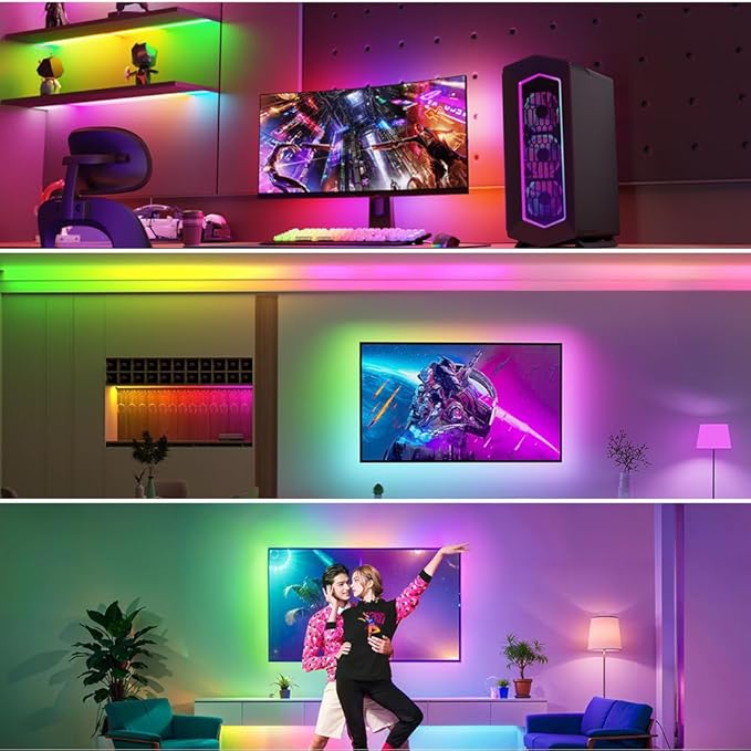 WS2812B IC RGB 5050SMD ECO Individual Addressable LED Strip Light, 16.4FT 300LED 60LED/m Flexible Full Color IP30 DC5V White PCB for DIY Project (No Power Adapter or Controller)
