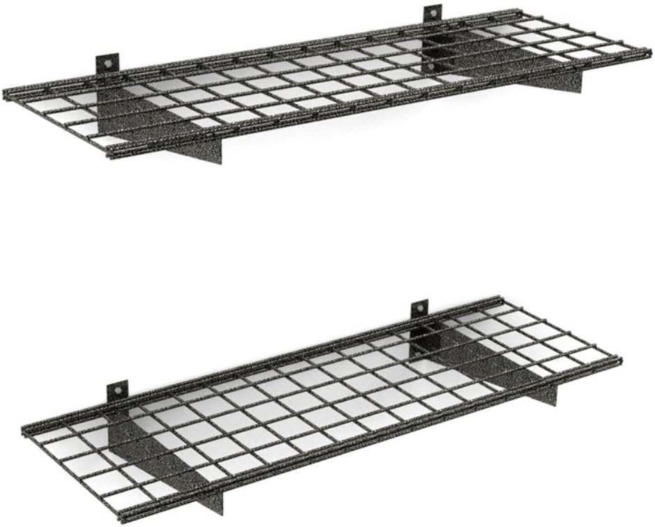 00651 2-Pack Heavy Duty Steel Wall Garage Shelving, 45-Inch X 15-Inch, Low-Profile Brackets, Max Shelf Load 200 Pounds, Hammertone