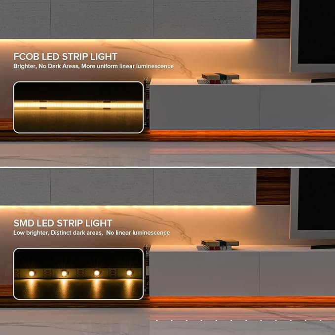 16.4FT COB LED Strip Lights Dimmable DC 24V 2700K Warm White 480LEDs COB Strip, Adhesive Flexible Cuttable Strip Lights for DIY Home Decor Shelf Cabinet (No Adapter or Controller)