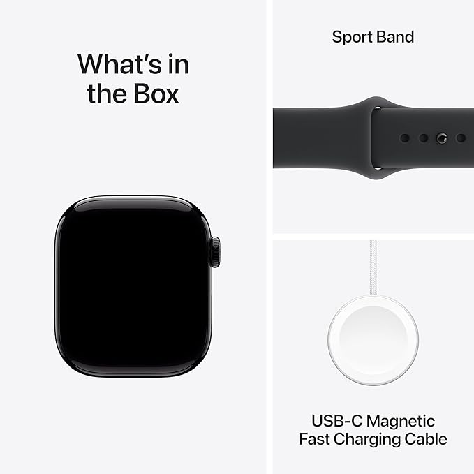 Apple Watch Series 11 [GPS + Cellular 42mm] Smartwatch with Jet Black Aluminium Case with Black Sport Band - S/M. Sleep Score, Fitness Tracker, Health Monitoring with AppleCare+ (2 Years)