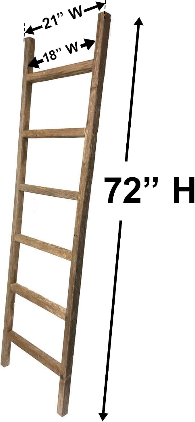 BARNWOODUSA Rustic Farmhouse Decorative Ladder - Our 6 ft Ladder can be Mounted Horizontally or Vertically and is Crafted from Upcycled Wood No Assembly Required Robins Egg Blue