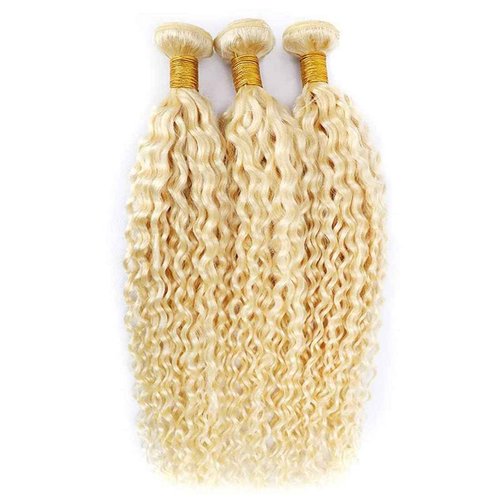 Giginger Brazilian Human Hair Bundles 24 26 28 Inch Blonde 613 Color Jerry Curly Wave Bundles Human Hair Unprocessed Virgin Quick Weave Hair for Black Women