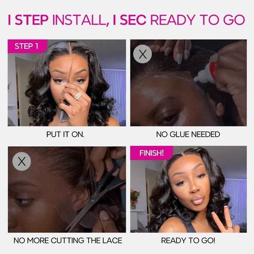 mscoco Bob Wig Human Hair 6×5 Natural Black Body Wave Lace Front Wigs Human Hair Pre-bleached knots Glueless Bob Wig Human Hair Glueless Wigs Human Hair for Black Women